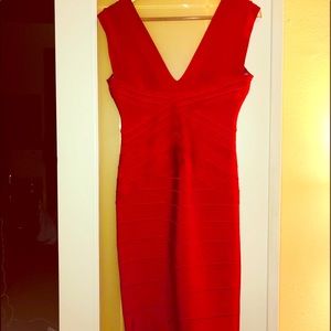 Red Herve Leger dress